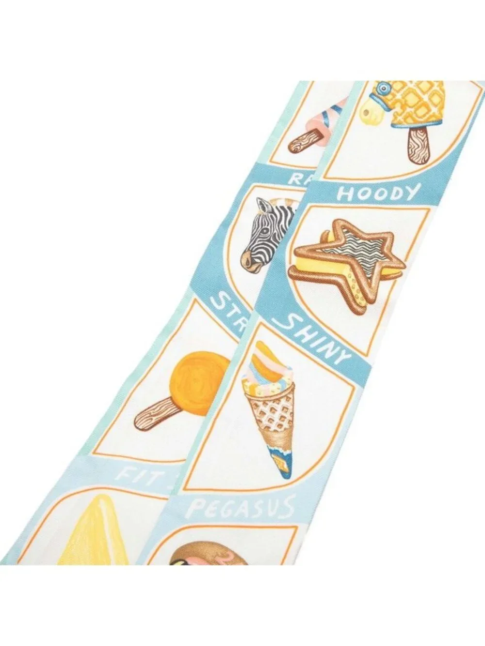 ★SOLD★ Hermes Twill Funny Ice Cream Scarf Blue Multicolor Silk - Picture 2 of 6